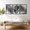 Gasijet Metal Palm Leaves Wall Decor, Metal Leaves Wall Decor, Palm Leaf Art, Line Art Nature Plant Wall Art, Set of 3, Wall Decorations for Living Room, Bedroom (Silver, 66 x 31 in / 165 x 80cm) view 3
