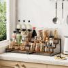 Giikin 4 Tier Spice Rack, Set of 2 Wooden Spice Rack for Countertop, Kitchen Counter Storage Shelves Cupcake Stand Holder Display Stand, Rustic Brown view 2
