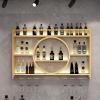 3-Tiers Metal Wine Rack Wall Mounted With LED Light Wall Mounted Wine Rack Wine Glass Rack Iron Bar Liquor Shelf Storage Bar Unit Floating Shelves For Kitchen Living Room Home Decor(Gold,55.1in/140cm) view 1