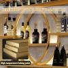 3-Tiers Metal Wine Rack Wall Mounted With LED Light Wall Mounted Wine Rack Wine Glass Rack Iron Bar Liquor Shelf Storage Bar Unit Floating Shelves For Kitchen Living Room Home Decor(Gold,55.1in/140cm) view 3