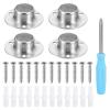 HARFINGTON 4pcs Stainless Steel Closet Rod Holder Set O-Shaped 0.75" Dia Shower Rod Flange Socket Wardrobe Bracket with Screwdriver and Expansion Tube for Closet Shelf Wardrobe Shower Curtain view 1