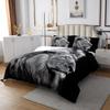 Castle Fairy Wild Lion Bedspread Twin Size,Africa Wildlife Bedding Set for Teens Room Decor,3D Lion Tropical Style Comforter Set Gray Black Quilt Coverlet,2 Pillowcase view 2