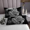 Castle Fairy Wild Lion Bedspread Twin Size,Africa Wildlife Bedding Set for Teens Room Decor,3D Lion Tropical Style Comforter Set Gray Black Quilt Coverlet,2 Pillowcase view 3