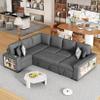JIVOIT U-Shaped Sectional Sofa with Pull-Out Sofa Bed, a Storage Chaise Lounge, 2-in-1 Convertible Sofa with Four Back Pillows, Storage Shelf, 5 Seat Sectional Sleeper Couch for Living Room (Grey,23) view 1