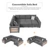 JIVOIT U-Shaped Sectional Sofa with Pull-Out Sofa Bed, a Storage Chaise Lounge, 2-in-1 Convertible Sofa with Four Back Pillows, Storage Shelf, 5 Seat Sectional Sleeper Couch for Living Room (Grey,23) view 4