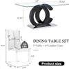 UELKS 63" Modern Rectangular Black Glass Dining Table Set for 6 with 6 PU Leather Chairs view 3