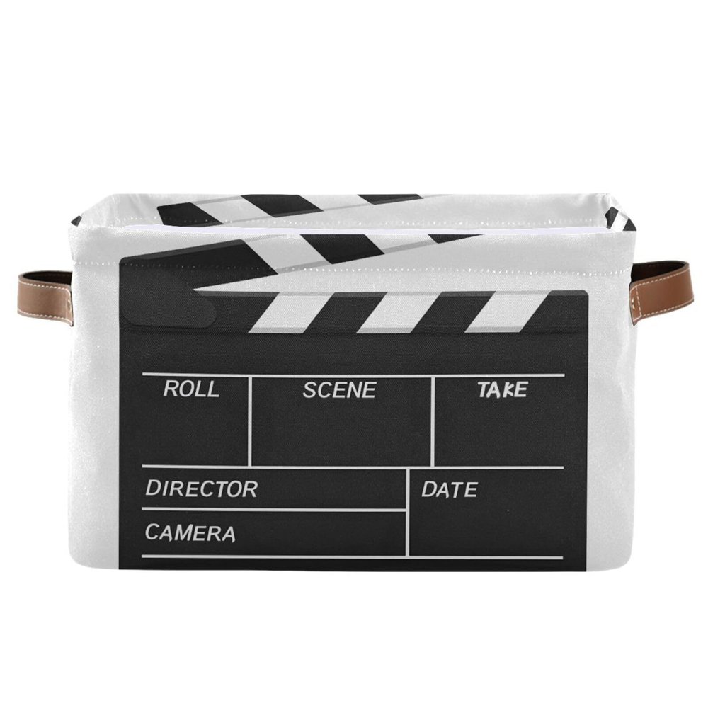 ALAZA Cinema Movie Clapboard Large Storage Basket for Organizing Foldable Storage Bin for Shelves Home with Handles 1 Pack