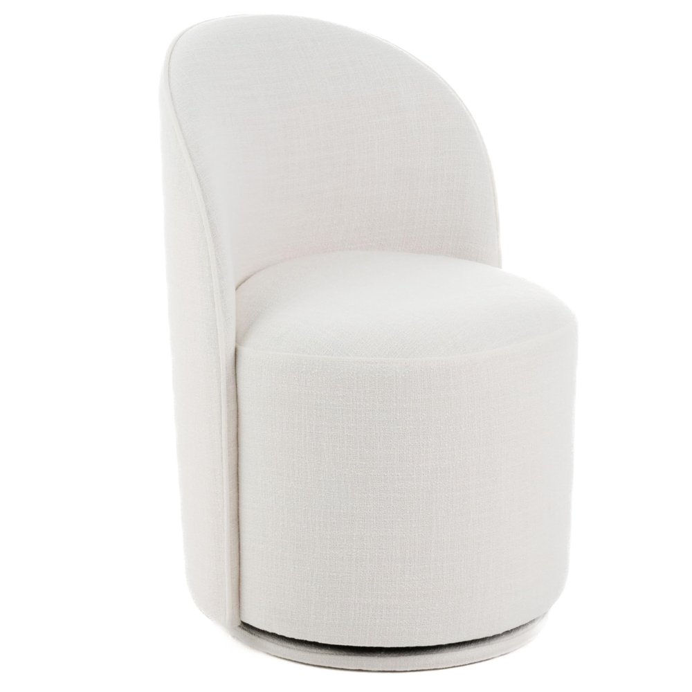 Limari Home Jureto Collection Modern Swivel Dining Chair, White Fabric