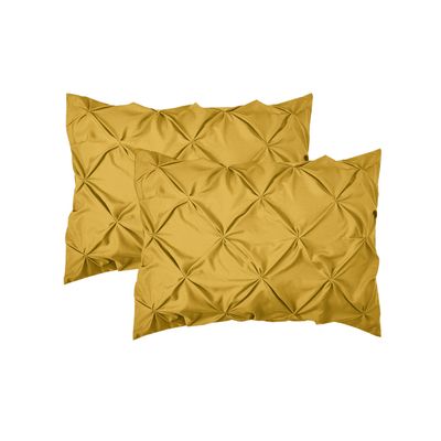 Elegant Comfort 2-Pack Sham Set Pinch Pleat Design,1500 Premium Hotel Quality Microfiber, Stylish Design-Easy Care,Wrinkle and Stain Resistant, 2-Piece Sham Set, Pleated Standard/Queen, Mustard Yellow