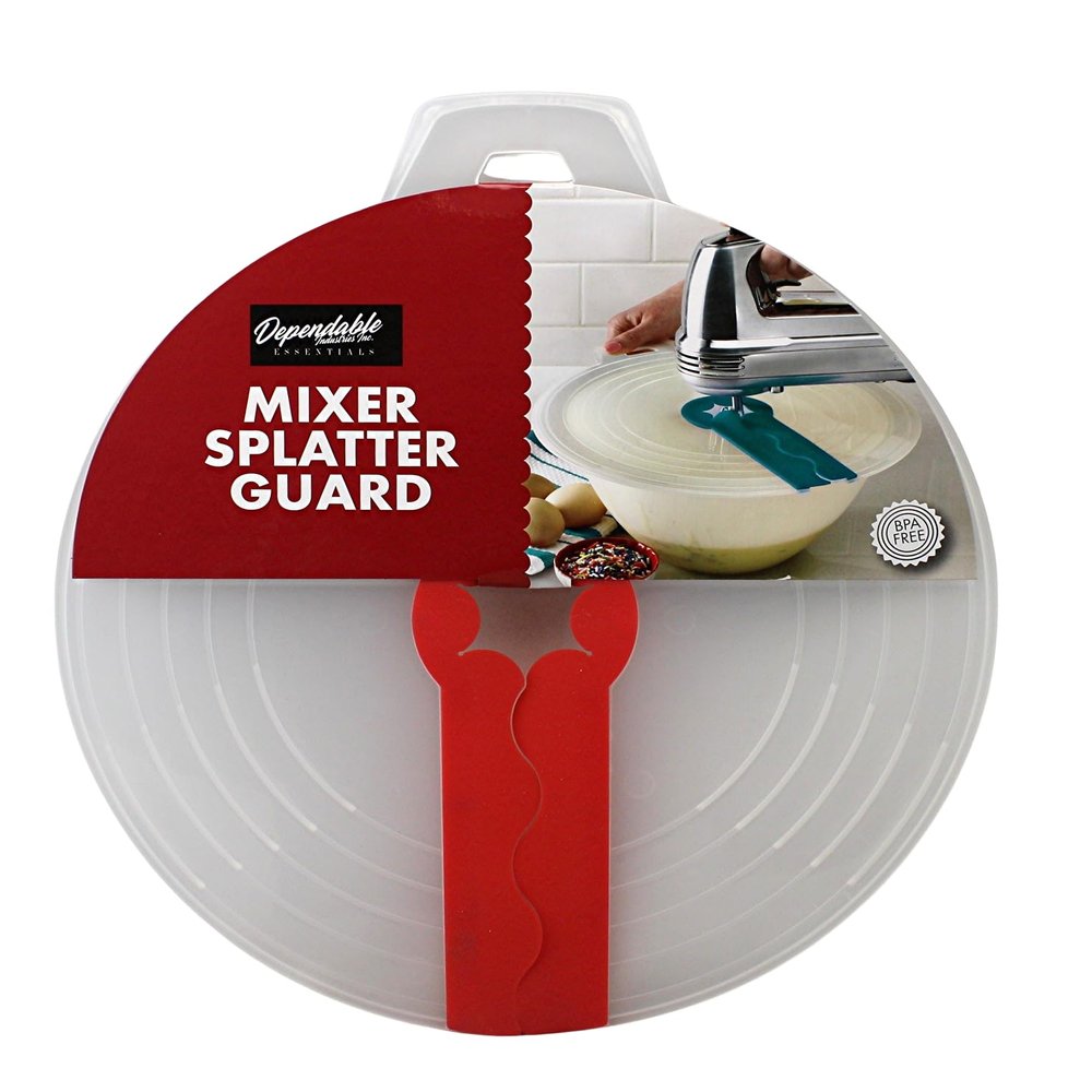 12 Inch Mixing Bowl Splatter Guard  BPA-Free Anti-Splash Screen for Hand & Electric Mixers  Flexible Fit, Transparent Silicone & PP, Dishwasher Safe by Dependable Industries