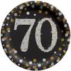 Amscan Sparkling Celebration 70th Birthday Round Prismatic Party Plates (7") Pack of 8 - Elegant Black, Silver & Gold Tableware, Perfect for Milestone Events view 2