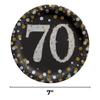 Amscan Sparkling Celebration 70th Birthday Round Prismatic Party Plates (7") Pack of 8 - Elegant Black, Silver & Gold Tableware, Perfect for Milestone Events view 3
