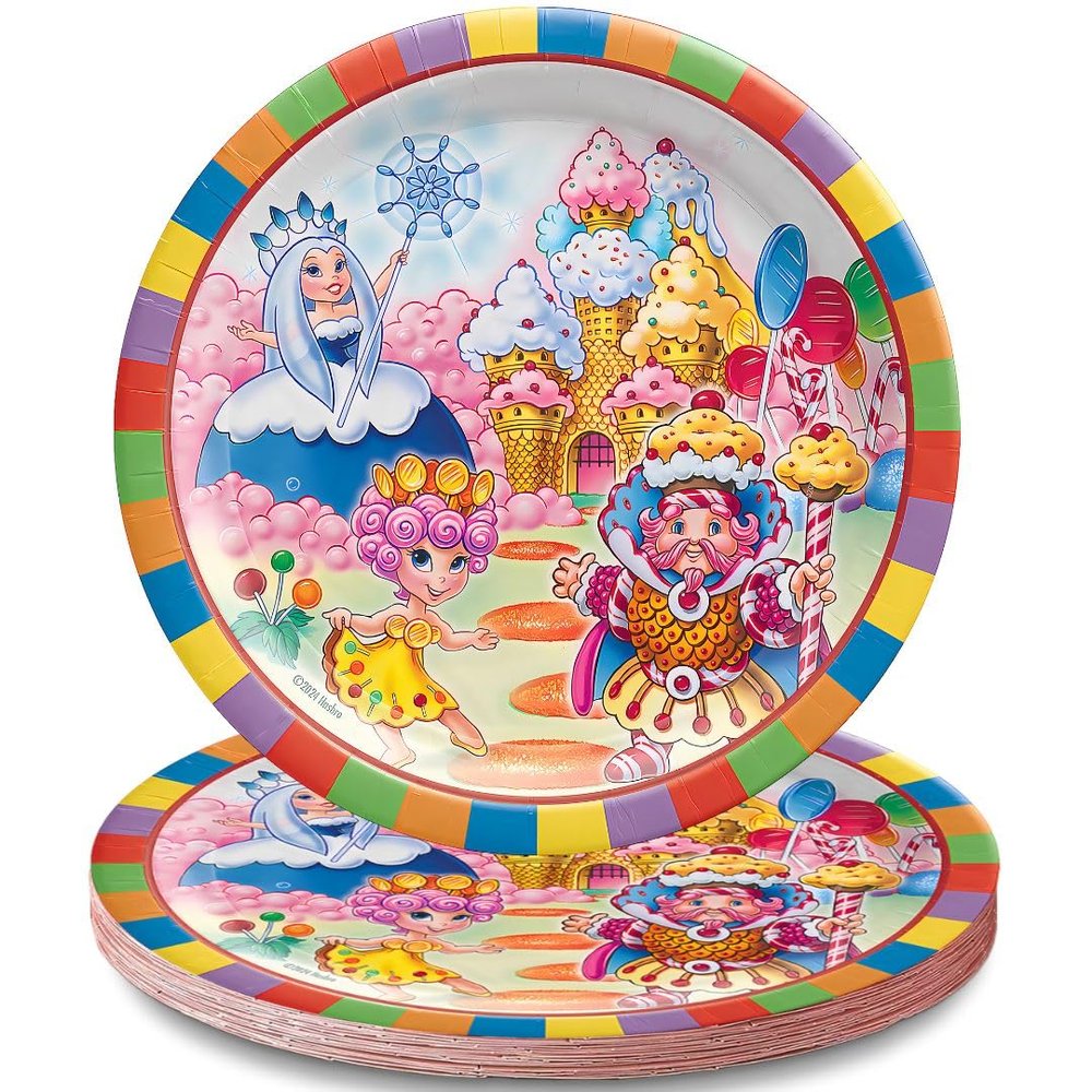 Amscan Multicolor Candyland Round Plates (9") Pack of 8 - Vibrant Party Tableware for Birthdays, Celebrations & Events