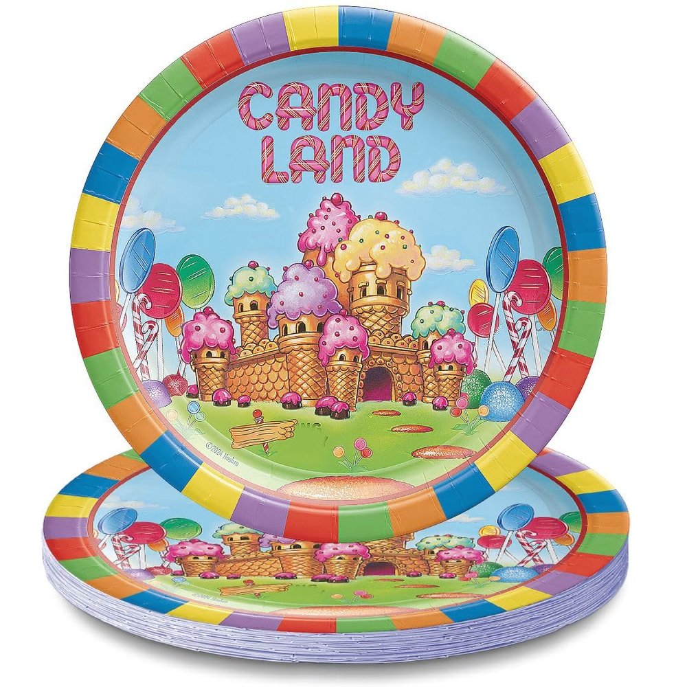 Amscan Multicolor Candyland Round Plates (7") Pack of 8 - Vibrant Party Tableware for Birthdays, Celebrations & Events
