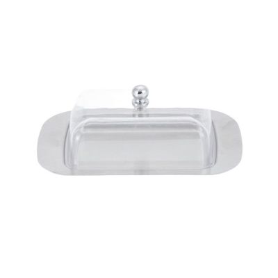 CFGH6FDF Butter Dishes Stainless Steel Butter Box Western Restaurant Snack Plate Cheese Crisper Warmer Plate Butter Dish with Lid Butter Box(Clear)