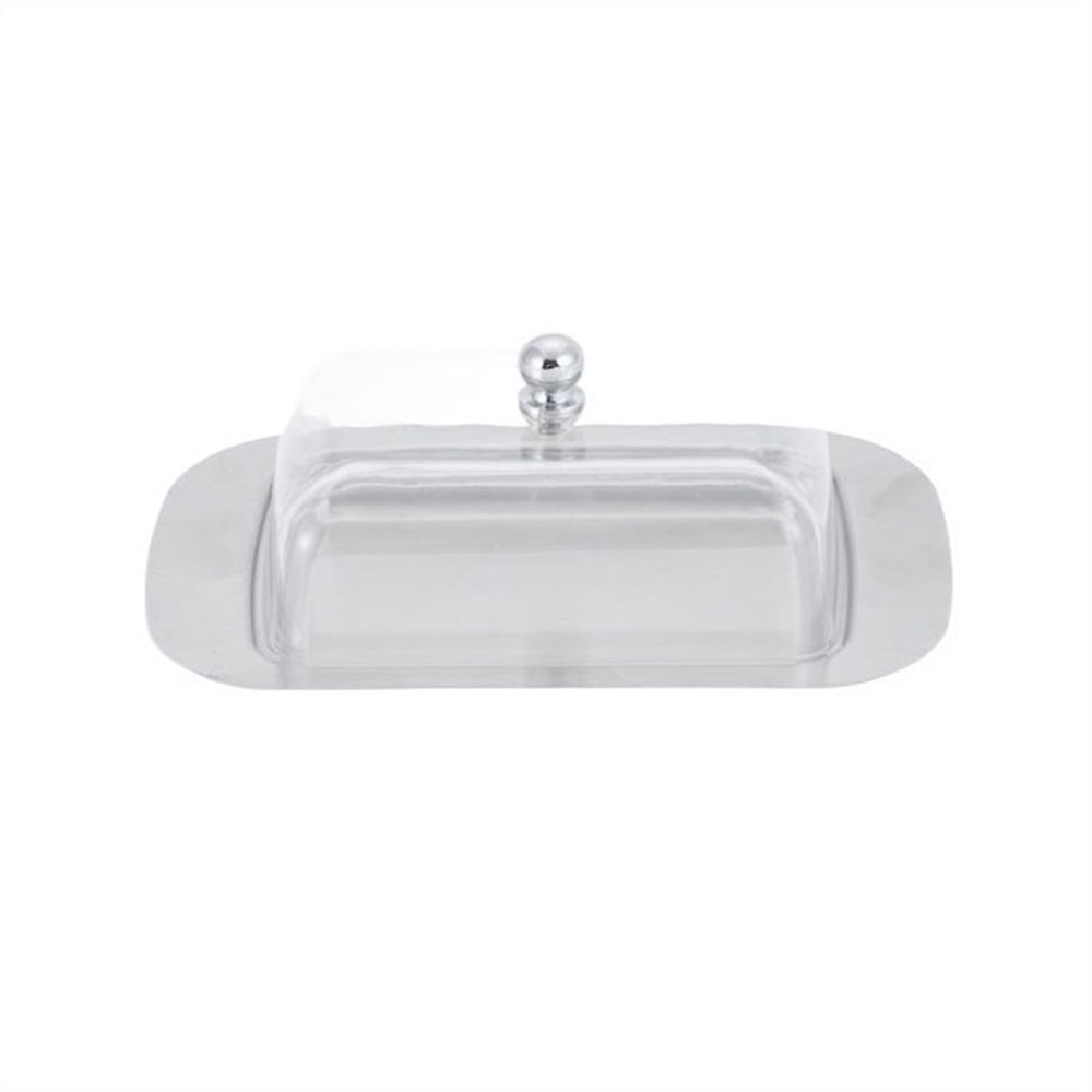 CFGH6FDF Butter Dishes Stainless Steel Butter Box Western Restaurant Snack Plate Cheese Crisper Warmer Plate Butter Dish with Lid Butter Box(Clear)