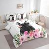 Erosebridal Black Cat Queen Comforter Set - 7 Pieces Kitten Cute Pet Animal Bedding Sets Queen Bed in a Bag with Reversible Watercolor Rose Flowers Comforter,Sheets,Pillowcases & Shams view 2