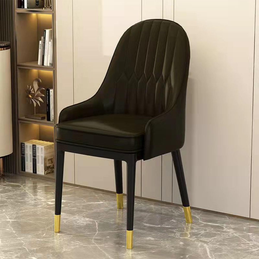 Chairs Dining Chair Set of 4 with Open Back Velvet Dining Chairs Faux Leather Upholstered Chair Mid Century Modern Dining Chairs Dining Living Room Chairs with Gold Metal Legs, Luxury Dining Chairs
