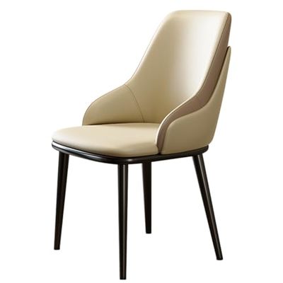 Modern Dining Chair Kitchen Dining Room Chairs with Armrest, Mid Century Modern Living Room Armchair Accent Chairs Upholstered Side Chairs with Metal Legs(/Khaki)