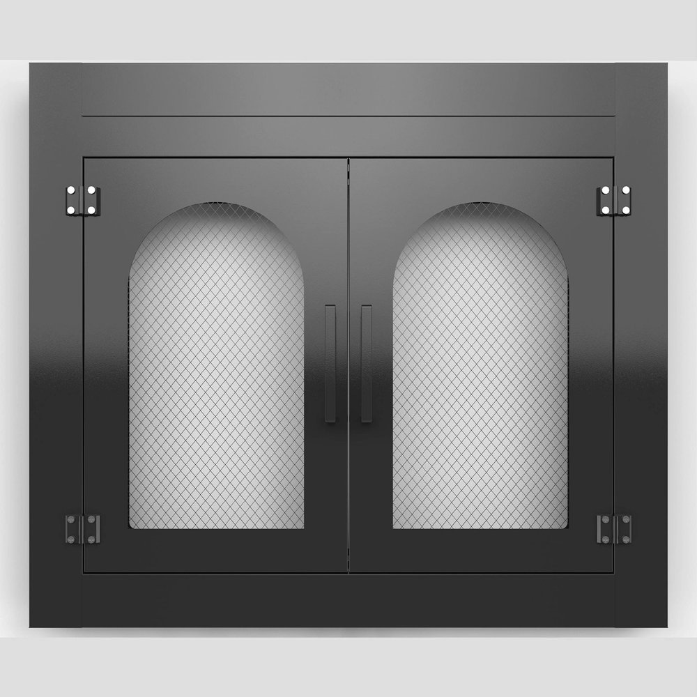 Kinchoix Fireplace Doors with Tempered Glass, Designed for Masonry Fireplaces, Black, Medium - Free Replacement of Glass Available Medium
