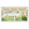 Swag Valances for Living Room Yellow Watercolor Flower and Plant Linen Pattern Sheer Waterfall Valance Curtains for Windows 78.7 Inches Luxury Window Curtain for Bedroom,Dining Room,Bay Window view 1