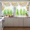 Swag Valances for Living Room Yellow Watercolor Flower and Plant Linen Pattern Sheer Waterfall Valance Curtains for Windows 78.7 Inches Luxury Window Curtain for Bedroom,Dining Room,Bay Window view 3