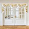 Swag Valances for Living Room Yellow Watercolor Flower and Plant Linen Pattern Sheer Waterfall Valance Curtains for Windows 78.7 Inches Luxury Window Curtain for Bedroom,Dining Room,Bay Window view 4