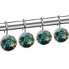 Stainless Steel Shower Hooks with Crystal Glass, 12-Pack, Elegant Room and Bedroom Curtain Rod Accessories, Owl Crystal Ball view 2