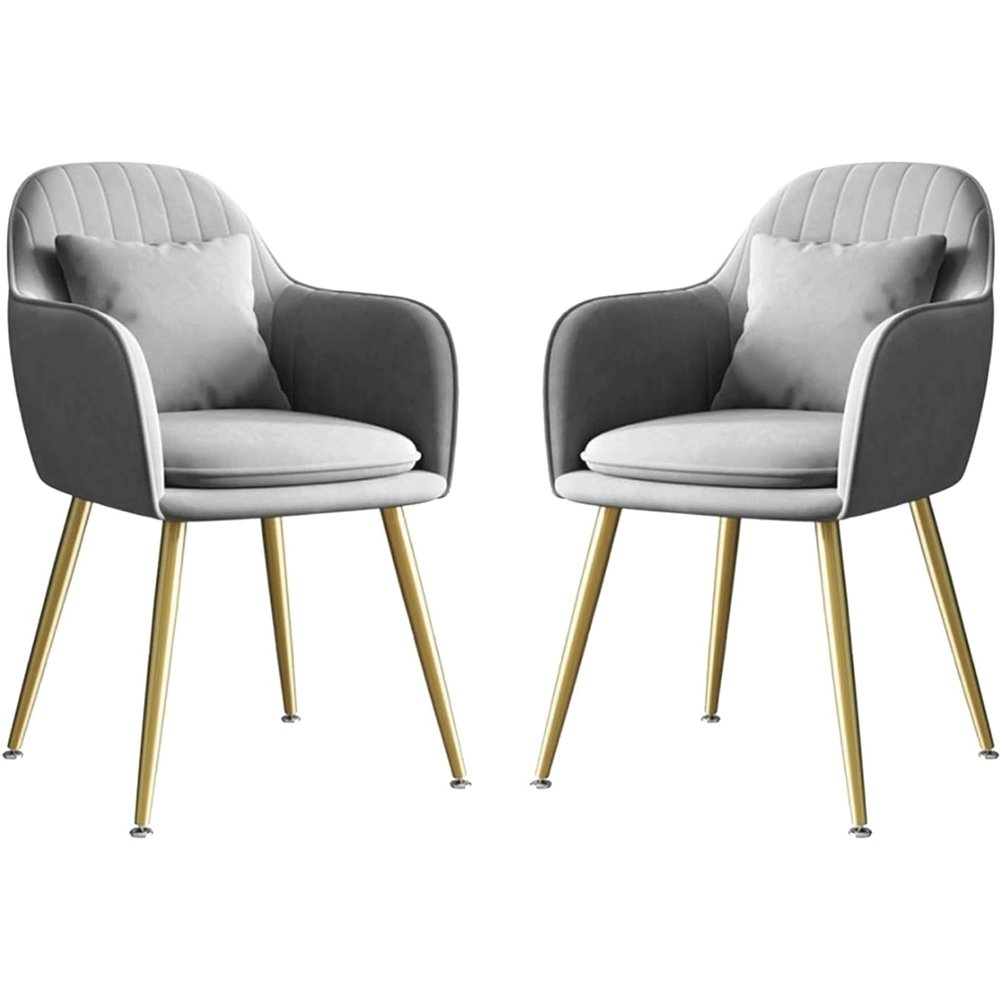 Chairs Soft Velvet Fabric Dining Chair, Kitchen Chairs Set of 2, Makeup Chair with Ergonomic Back and Armrest, Side Chair with Pillow