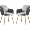 Chairs Soft Velvet Fabric Dining Chair, Kitchen Chairs Set of 2, Makeup Chair with Ergonomic Back and Armrest, Side Chair with Pillow view 1