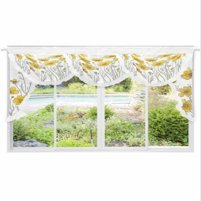 Futuregrace Swag Valances for Living Room Yellow Watercolor Flower and Plant Pattern Sheer Waterfall Valance Curtains for Windows 78.7 Inches Luxury Window Curtain for Bedroom,Dining Room,Bay Window