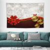 HZOHNAGO Christmas Tapestry Snowfake Red Bow Golden Merry Xmas Glitter Sparkle Bokeh Pattern Printed Wall Tapestry Wall Hanging for Bedroom Living Room Dorm 90" W x 60" H view 1