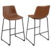Coaster Home Furnishings - Zuni - Faux Leather Upholstered Counter Height Chairs (Set of 2) - Bucket Style, Channel Tufting, Footrest - Dining Room & Kitchen - 26-inch - Saddle Brown & Black - 107218 view 1