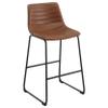 Coaster Home Furnishings - Zuni - Faux Leather Upholstered Counter Height Chairs (Set of 2) - Bucket Style, Channel Tufting, Footrest - Dining Room & Kitchen - 26-inch - Saddle Brown & Black - 107218 view 4
