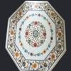 White Marble Coffee Table Top Unique Pattern Inlay Work Octagonal Shape Balcony Table for Hotel Furniture Decpr 27 x 27 Inches view 1