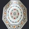 White Marble Coffee Table Top Unique Pattern Inlay Work Octagonal Shape Balcony Table for Hotel Furniture Decpr 27 x 27 Inches view 2