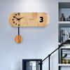 Pendulum Wall Clock,Battery Operated Silent Non Ticking Large Stylish Solid Wood Wall Clock for Living Room Kitchen Home Decor A view 1