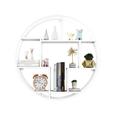 Metal Wall Mounted Floating Shelves, 3-Tier Floating Storage Shelves, Modern Style Large Storage for Home Organizer, Round Shape Design (Color : White) (White)