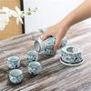 7-Piece Floral Design Ceramic Japanese Hot Sake Set with Warmer, 4 Cups, Carafe & Heating Pot (Color : Black, Size : 1 Set) (D 1 Set) view 2