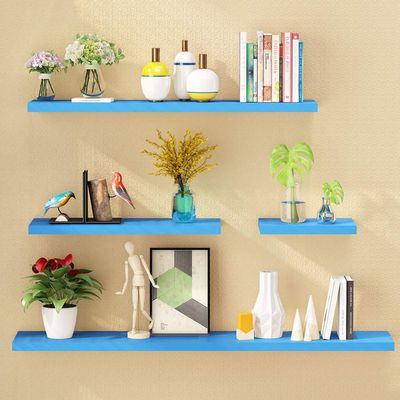 Set of 4 Wall Shelves Decorative, Floating Shelves Wall Mounted Wall Bookshelf Storage Shelves for Plants Entryway Kitchen Dining-Blue 20cm(8inch) (Blue 20cm(8inch))
