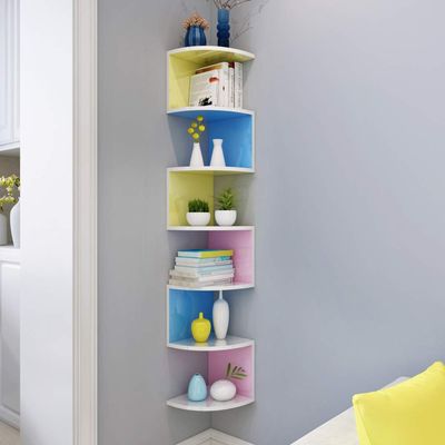 Floating Corner Shelves, Zigzag 7 Tier Wood Bookshelf Wall Shelf Wall Mounted Display Storage Shelves for Bedroom Living Room-c A (C A)