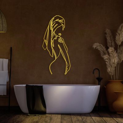Aportif Metal Minimalist Wall Art Women, Female Body Decor, Women Bathroom Decor, Modern Home Decorations, Abstract Iron, Metal Line Artwork, Funny Bathroom Wall Art (Gold, 59x28 in / 150x71 cm)