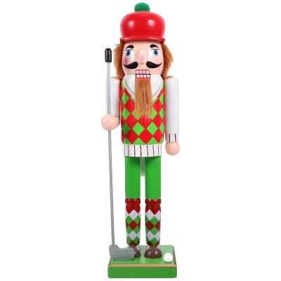 LOGOFUN Golf Themed Nutcracker Decoration Traditional Wooden Nutcracker Christmas Golf Player Nutcracker Xmas Tabletop Nutcracker Ornament - 37cm