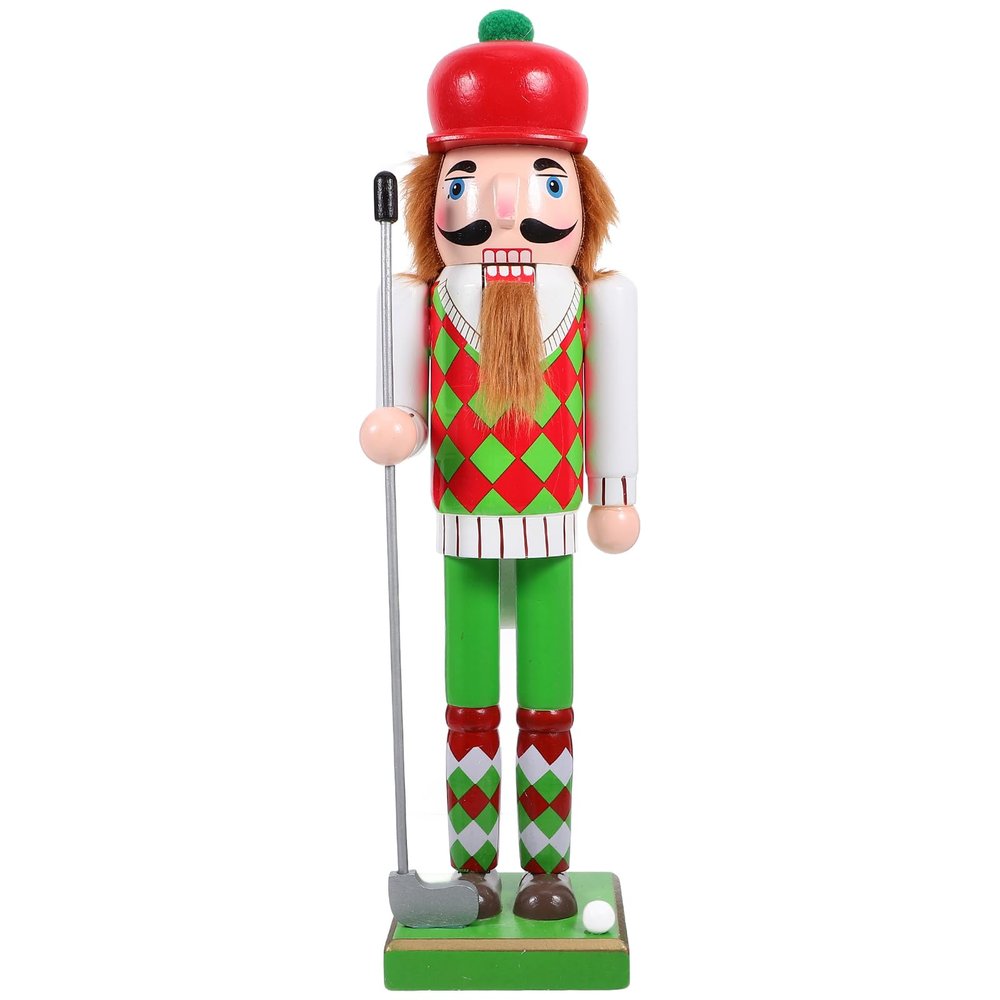 LOGOFUN Golf Themed Nutcracker Decoration Traditional Wooden Nutcracker Christmas Golf Player Nutcracker Xmas Tabletop Nutcracker Ornament - 37cm