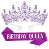 Papoopy Birthday Tiara Crown with Sash for Women, Birthday Queen for Party view 1