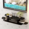 Floating Tv Console, 2 Tier Wall Mounted Tv Shelf Floating Media Console for Cable Boxes Routers Remotes DVD Players Cd Decor-Black 90cm(35inch) (Black 90cm(35inch)) view 1