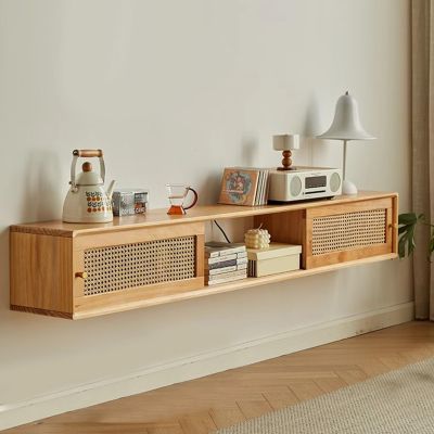 Wooden Wall-Mounted TV Cabinet Living Room Floating TV Cabinet Floating Shelf Media Console Floating TV Stand(180x25x25cm)