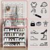 Shoe Rack 5-Tier Entryway Coat Rack, Double Row Hooks Coat and Shoe Rack, Metal Organizer Shelf for Living Room, Bedroom, Office(White,32in/80cm) view 4
