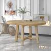 KEVINSPACE 58" Dining Table for 4-6 People Round Extendable DiningTable Extendable KitchenTable Mid Century Dining RoomTable Drop Leaf Table Saving Space Dinner Kitchen Office Furniture Natural view 3
