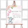 Baby Shower Sign, Baby Shower Welcome Sign, Blush Pink Elephant Baby Shower Welcome Sign, Girl Baby Elephant Welcome Sign, Pink Floral Baby Shower Sign, Baby Shower Party view 1